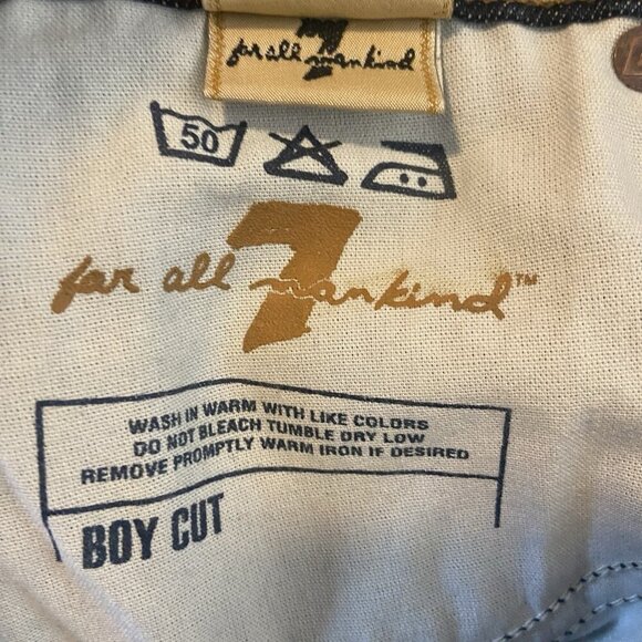 7 For All Mankind Boy Cut Button Dark Denim Women’s Jeans Size 28 X 34 Bootcut - Picture 10 of 12